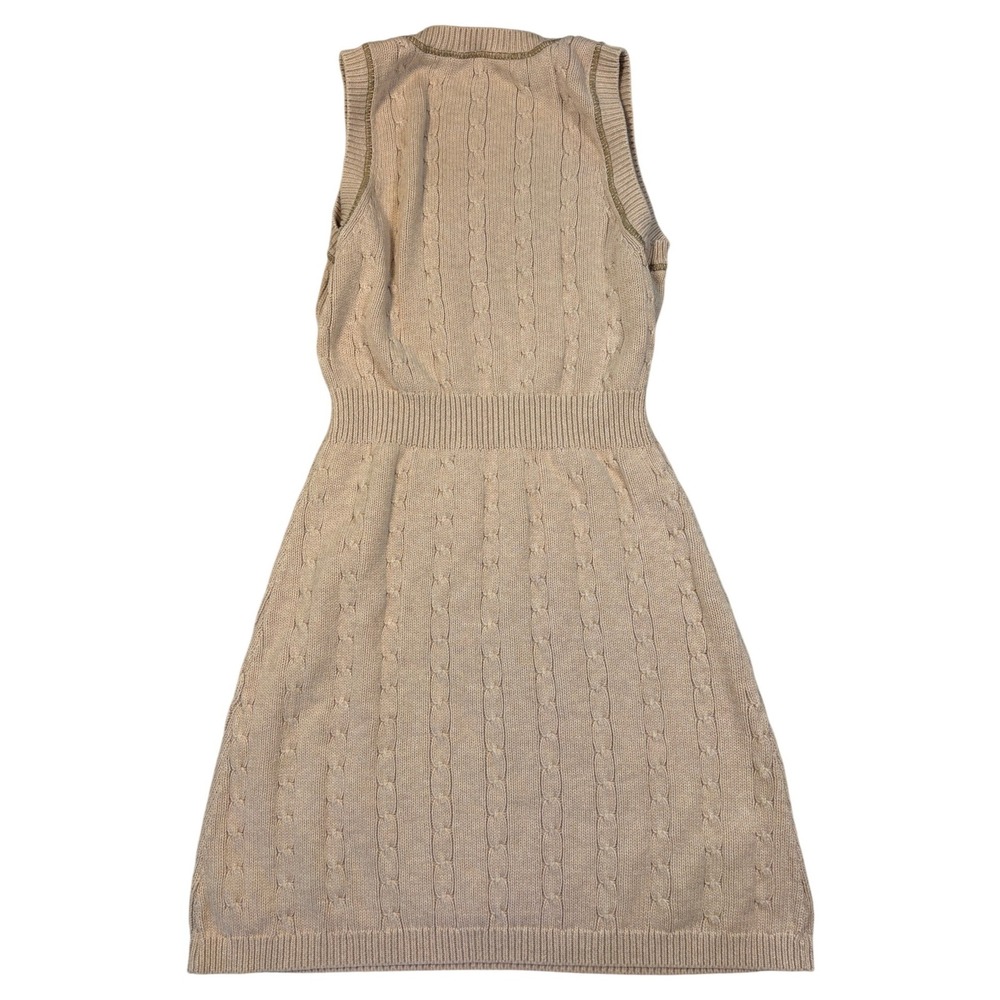 Athleta Tan Cable Knit Cotton Cashmere Sweater Dress Sleeveless Size M 773826 - Picture 2 of 6